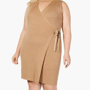 Say What Women's Cut Out Metallic Ribbed Wrap Dress